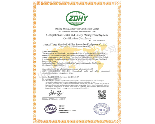 職業(yè)健康安全管理體系認證證書